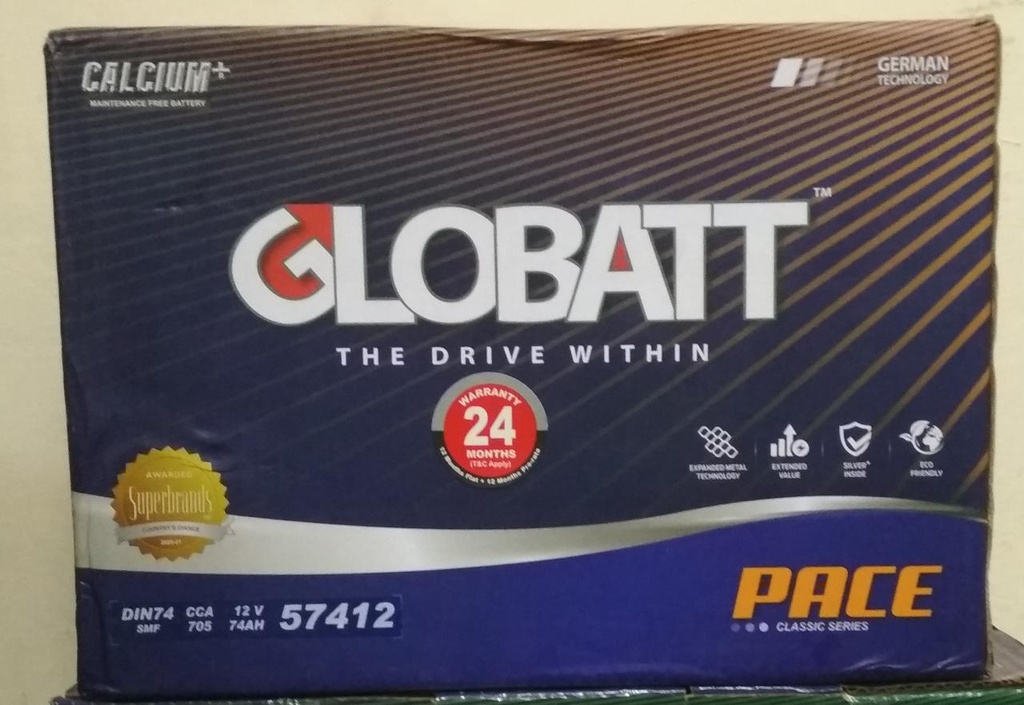 Globatt DIN74 SMF 74Ah Battery